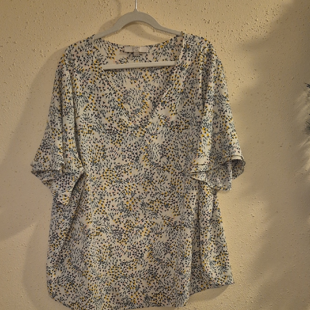 LOFT Multicolor Leaf Print Blouse